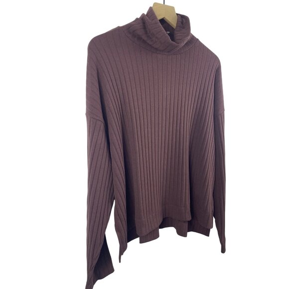 Madewell Women's XXL Relaxed Wide Ribbed Turtleneck Tee High Low Drop Shoulder - Picture 4 of 9